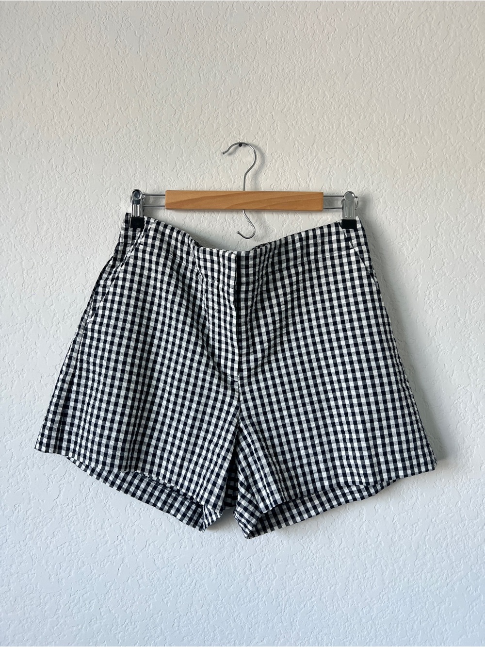 LOFT Navy and White Gingham Shorts